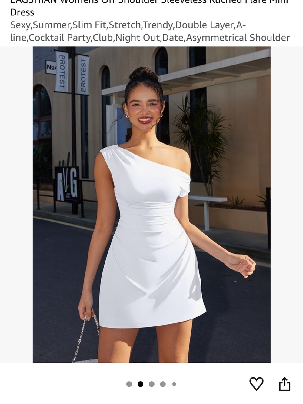 Women’s One-Shoulder White Mini Dress by